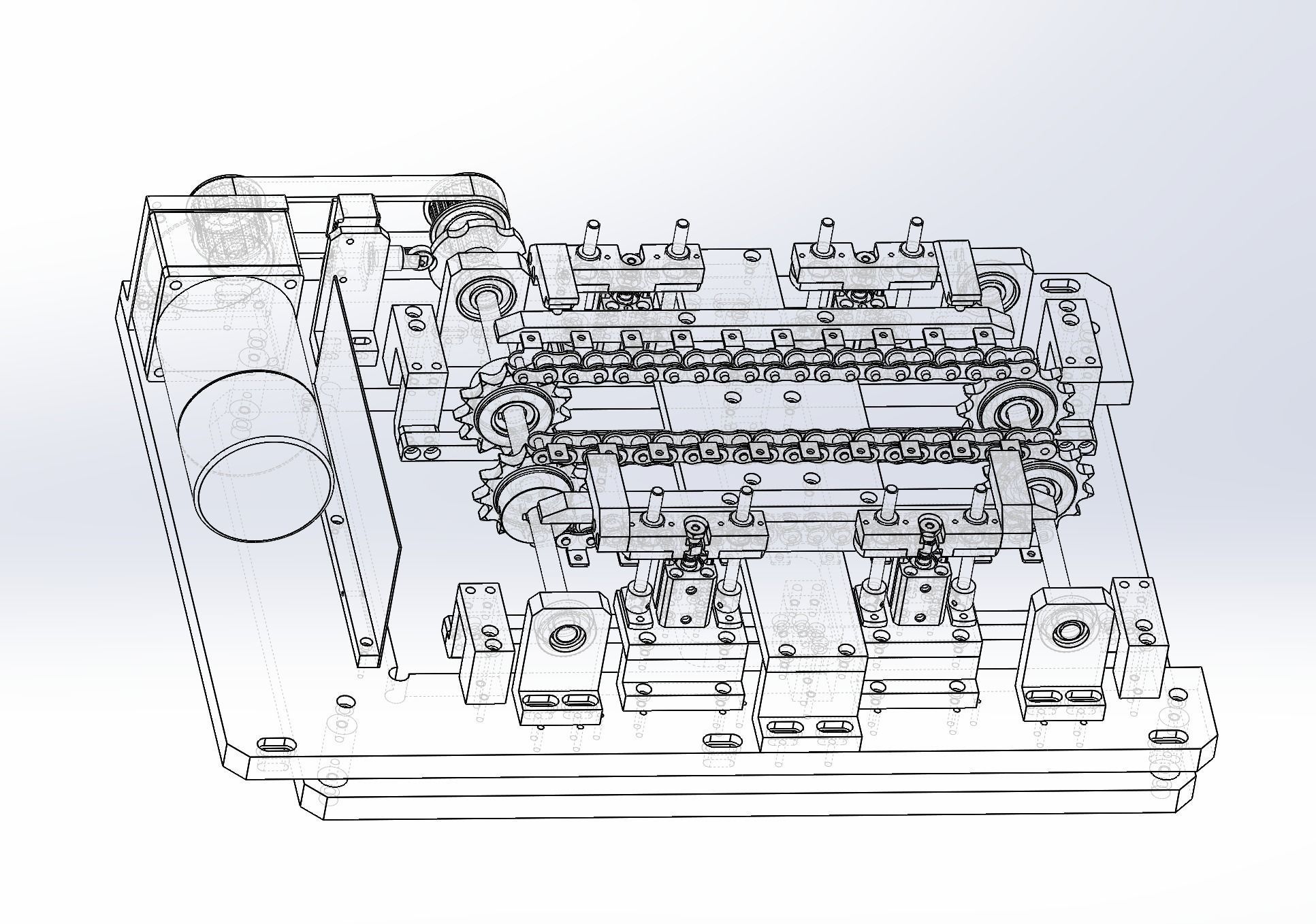 Chain convery with equidistant sending mechanism 3D model_9
