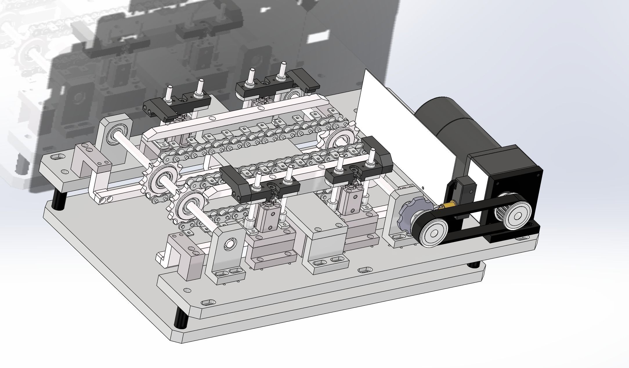Chain convery with equidistant sending mechanism 3D model_1