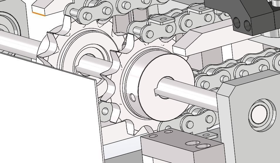 Chain convery with equidistant sending mechanism 3D model_5