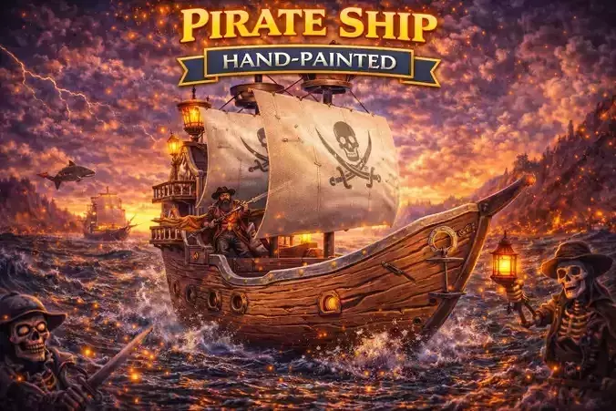 Pirate Ship Hand-Painted