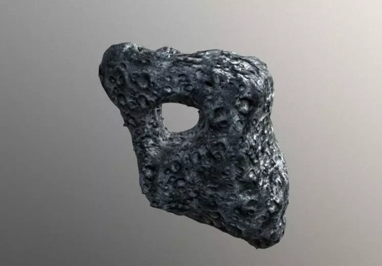 asteroid rock with hole in it Low-poly 3D model