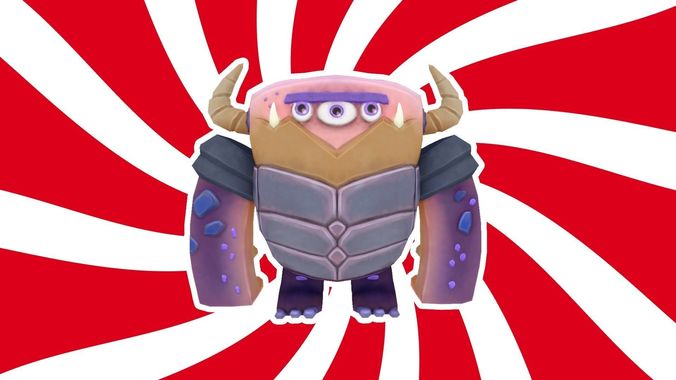 Cartoon monster with horns Low-poly 3D model