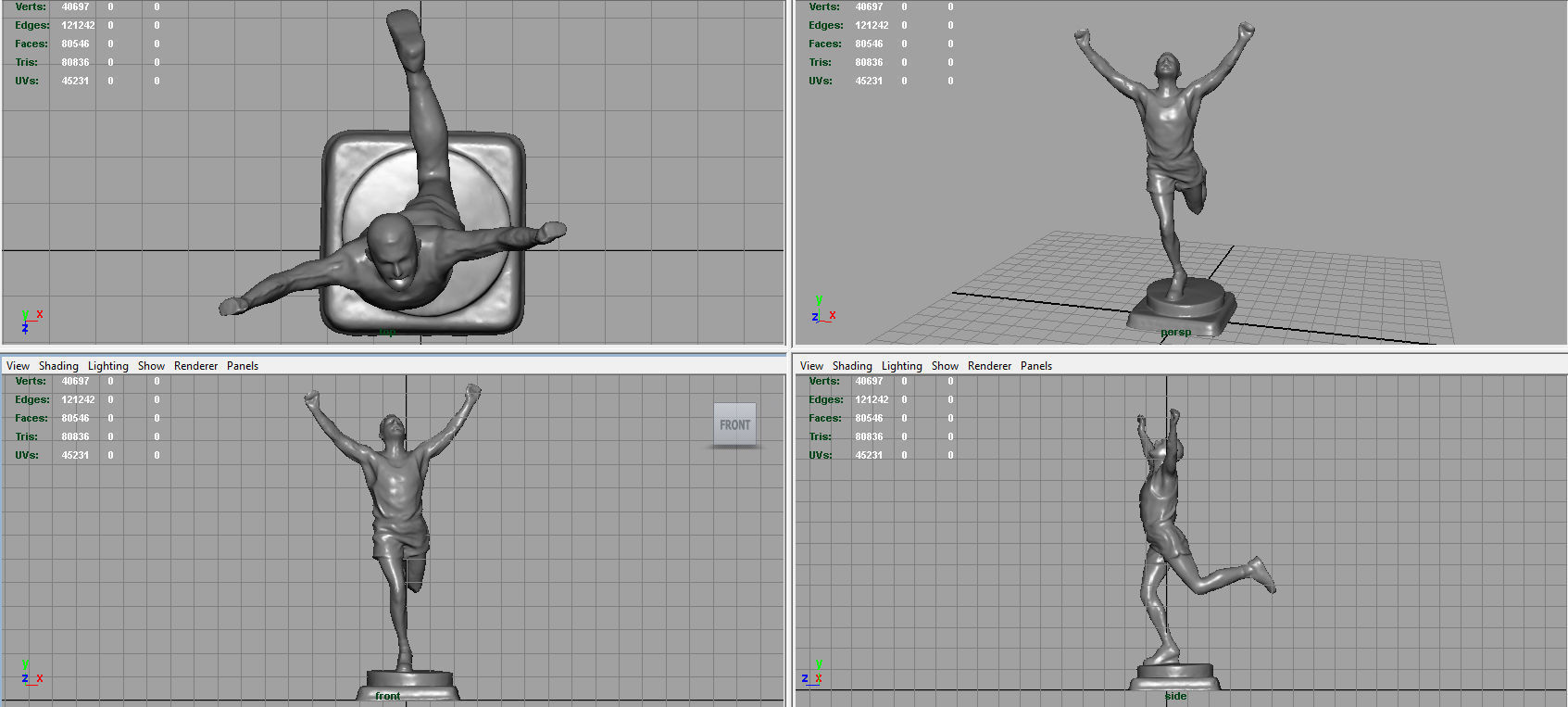 Runner Trophy Low-poly 3D model_7