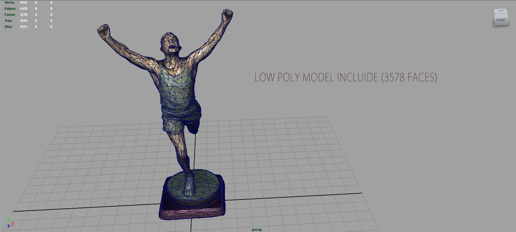 Runner Trophy Low-poly 3D model_5