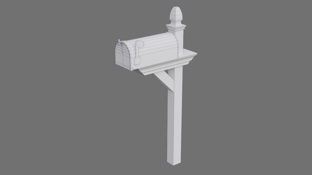 Letter Box 1A Low-poly 3D model_6