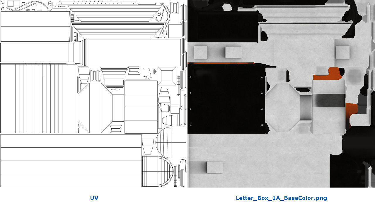 Letter Box 1A Low-poly 3D model_7