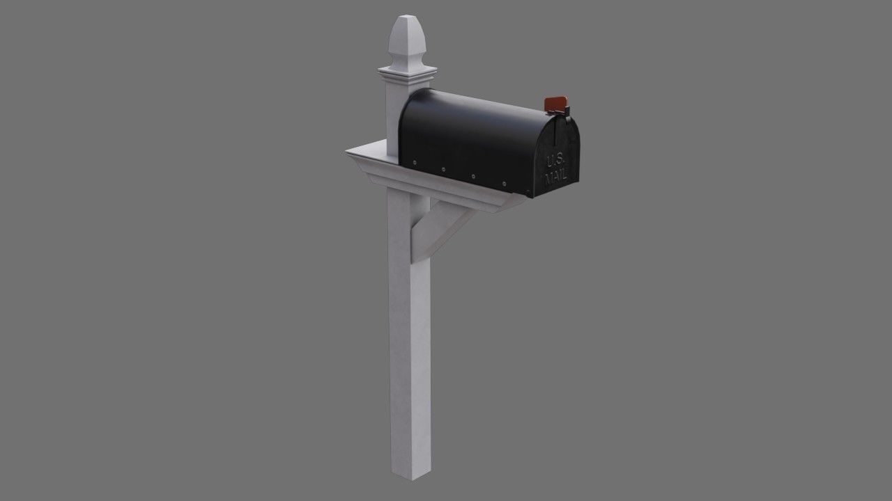 Letter Box 1A Low-poly 3D model_1