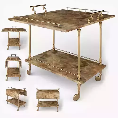 An Aldo Tura Goat Skin Bar Cart 3D model