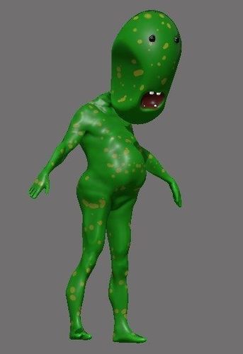 Green Alien Rigged Low-poly 3D model