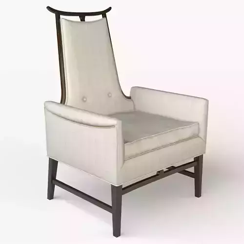 Rare James Mont Style Asian Inspired Walnut Lounge Chairs
