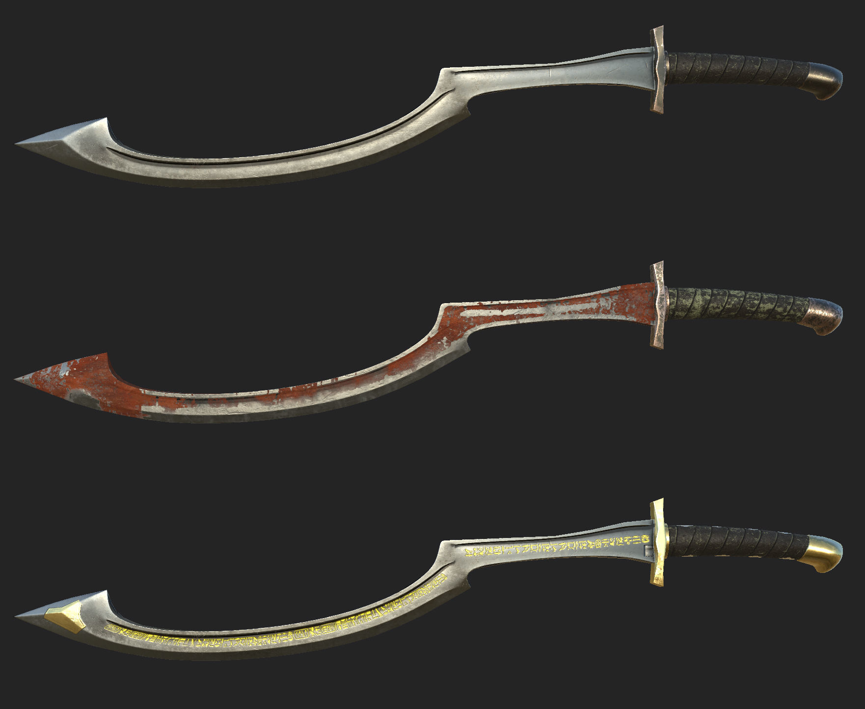 Khopesh Sword - Game Ready Low-poly 3D model_6