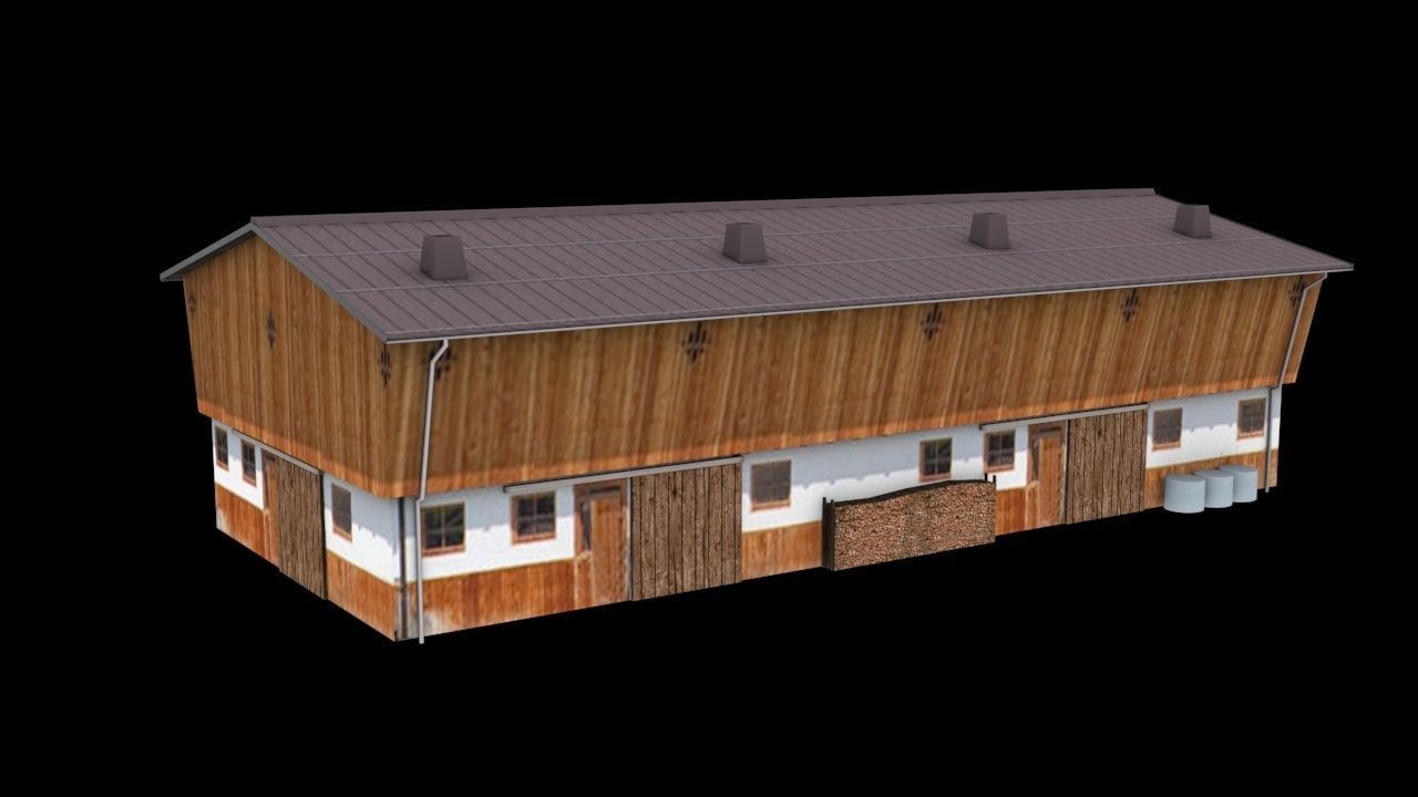 Farm 1 barn Low-poly 3D model_1