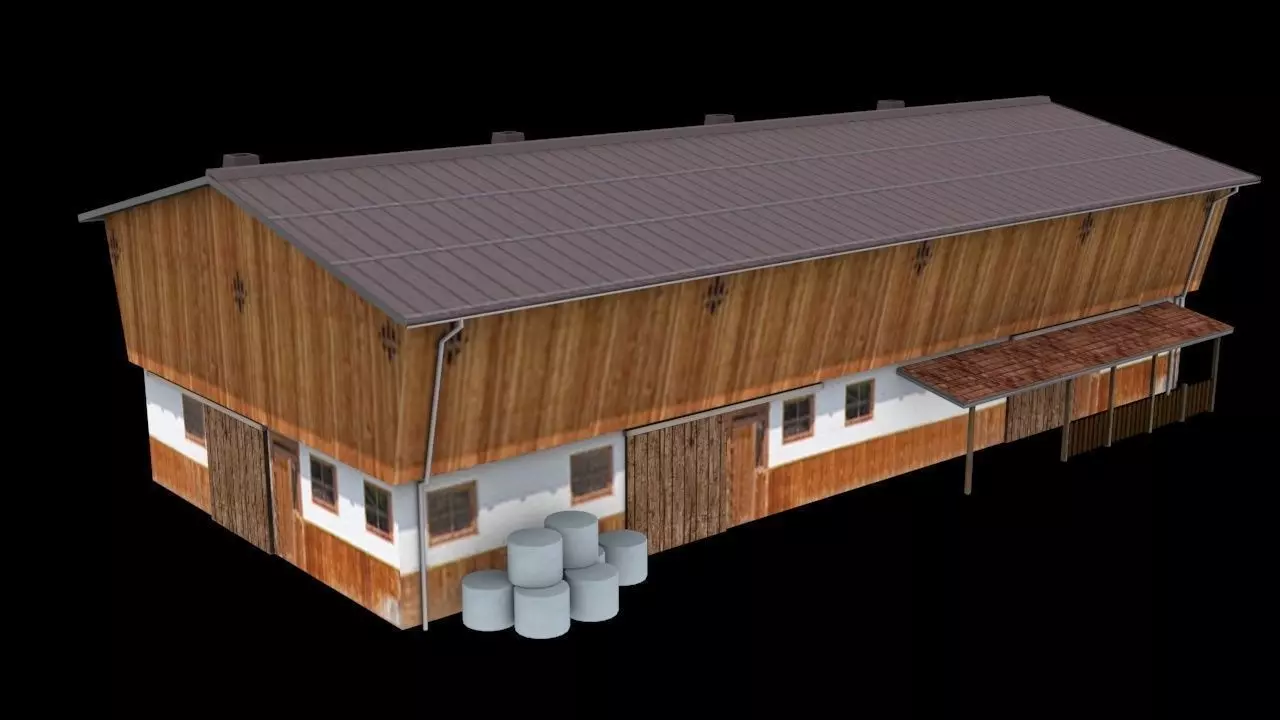Farm 1 barn Low-poly 3D model_0