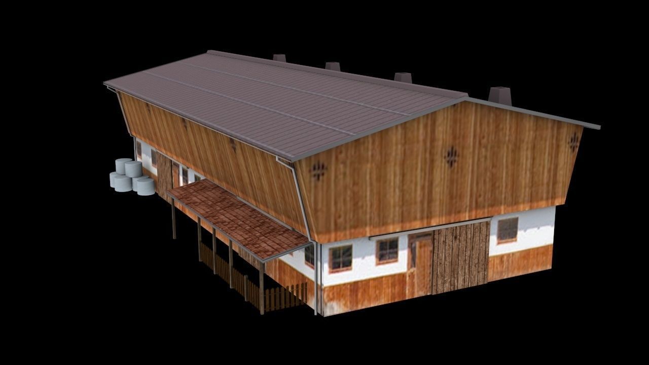Farm 1 barn Low-poly 3D model_2