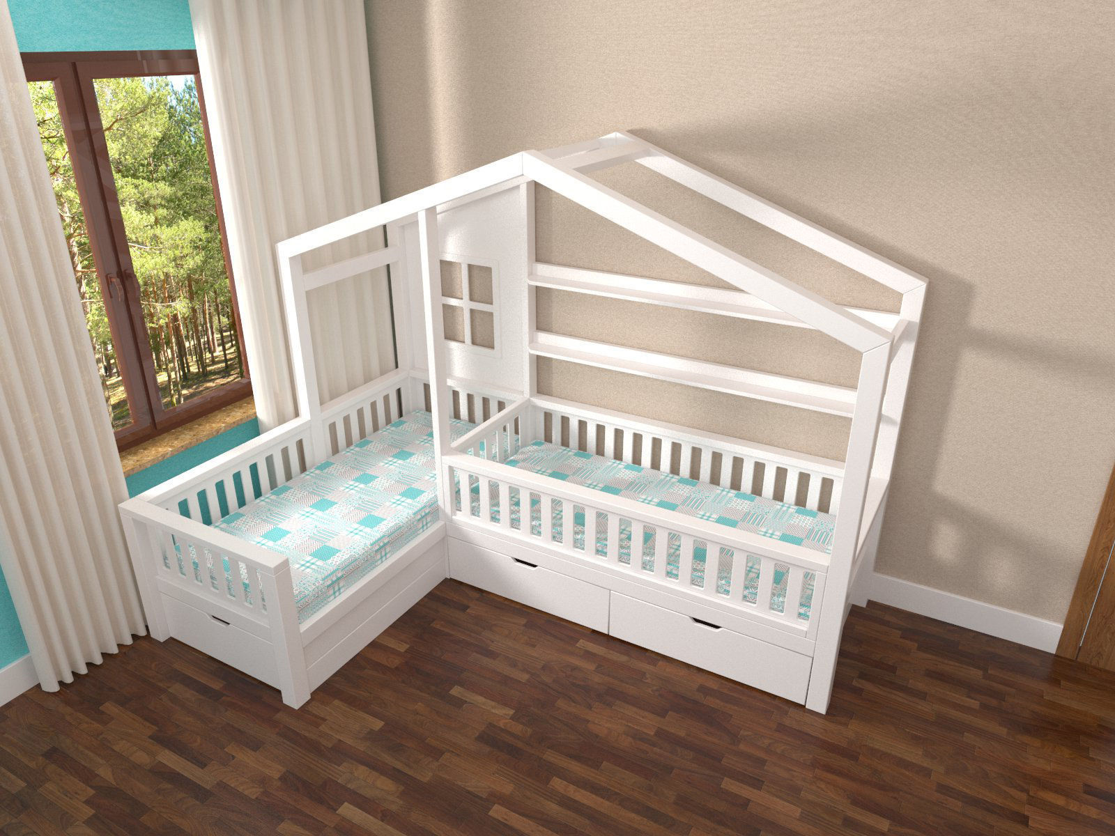 Corner bed House 3D model_2