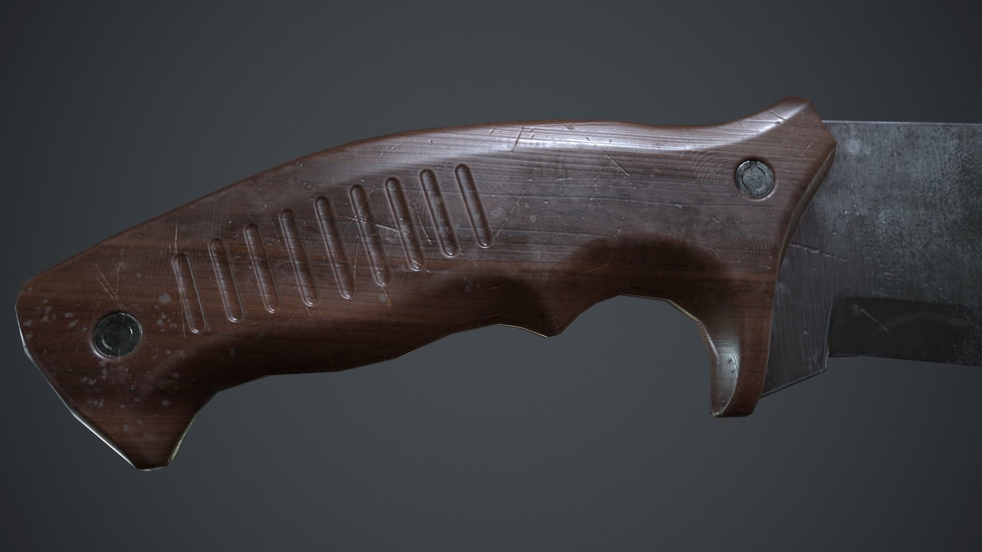 Machete Knife PBR Game Ready Low-poly 3D model_9