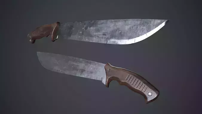 Machete Knife PBR Game Ready Low-poly 3D model