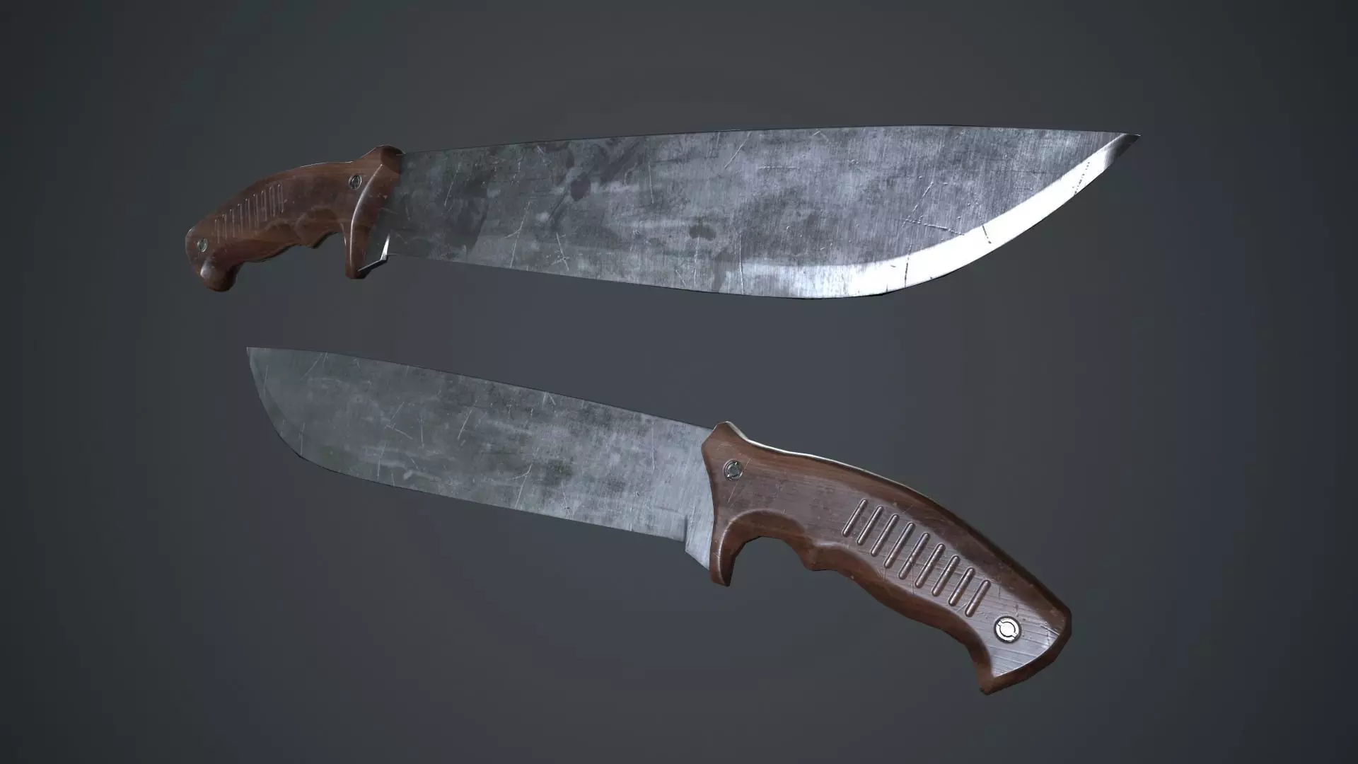 Machete Knife PBR Game Ready Low-poly 3D model_0
