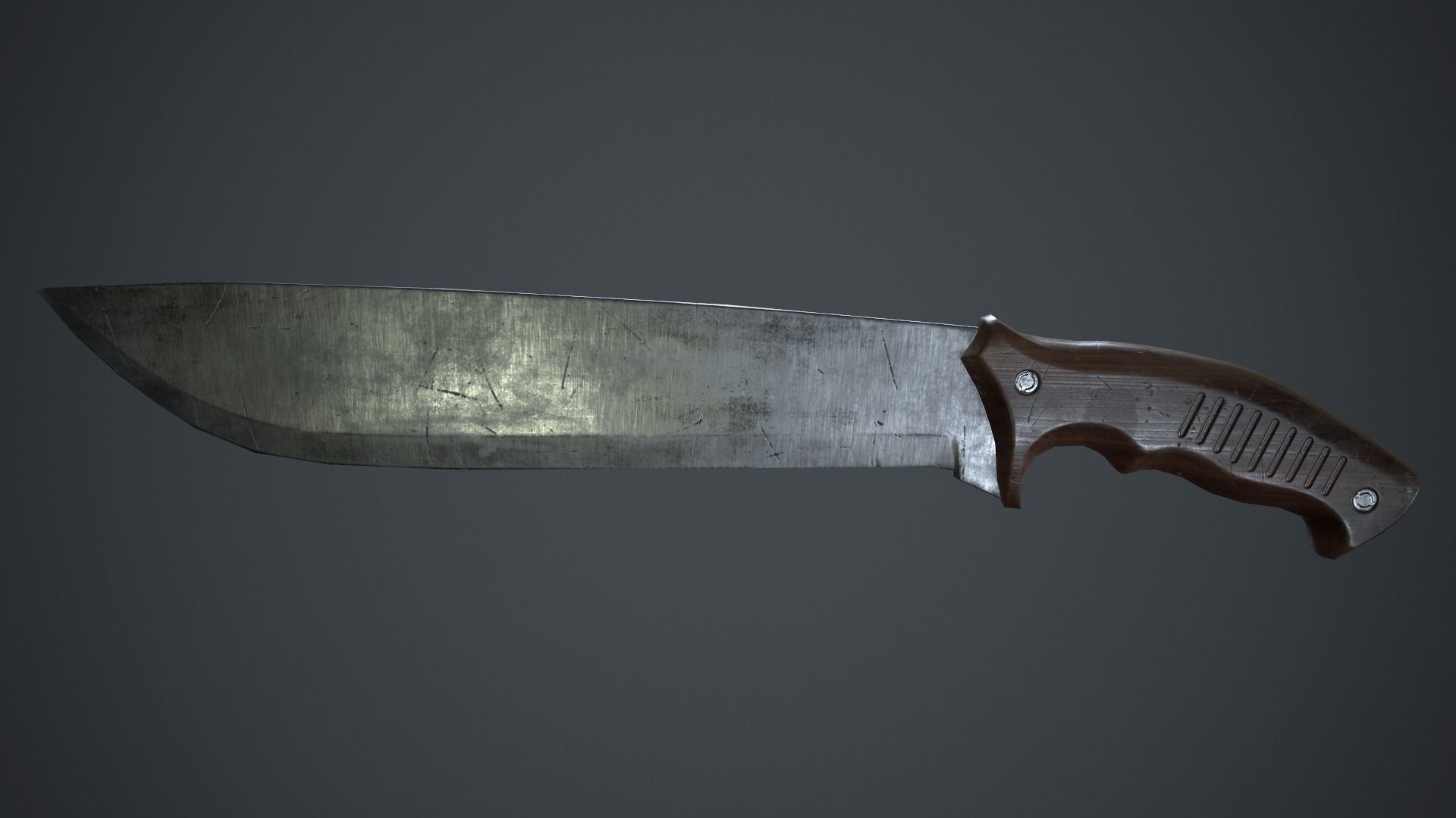 Machete Knife PBR Game Ready Low-poly 3D model_3