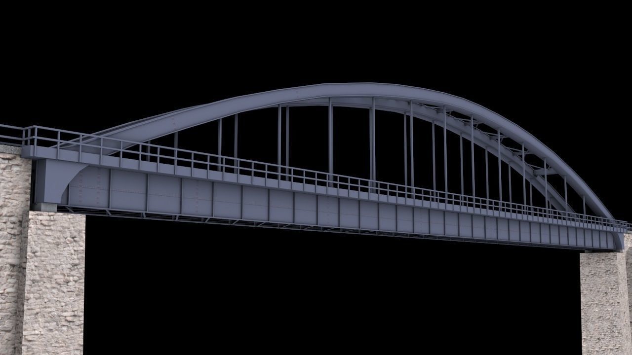 Bridge 1 with columns Low-poly 3D model_2