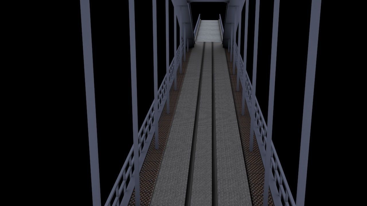 Bridge 1 with columns Low-poly 3D model_1