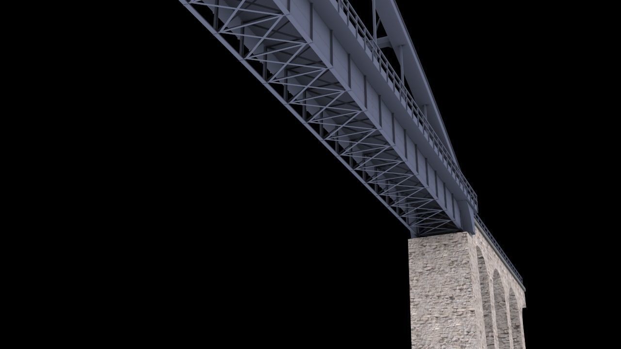 Bridge 1 with columns Low-poly 3D model_3
