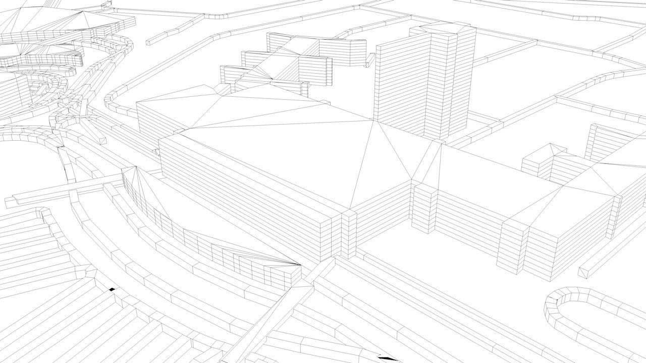 New York JFK Airport Roads Buildings and Public Transport Lines 3D model_16