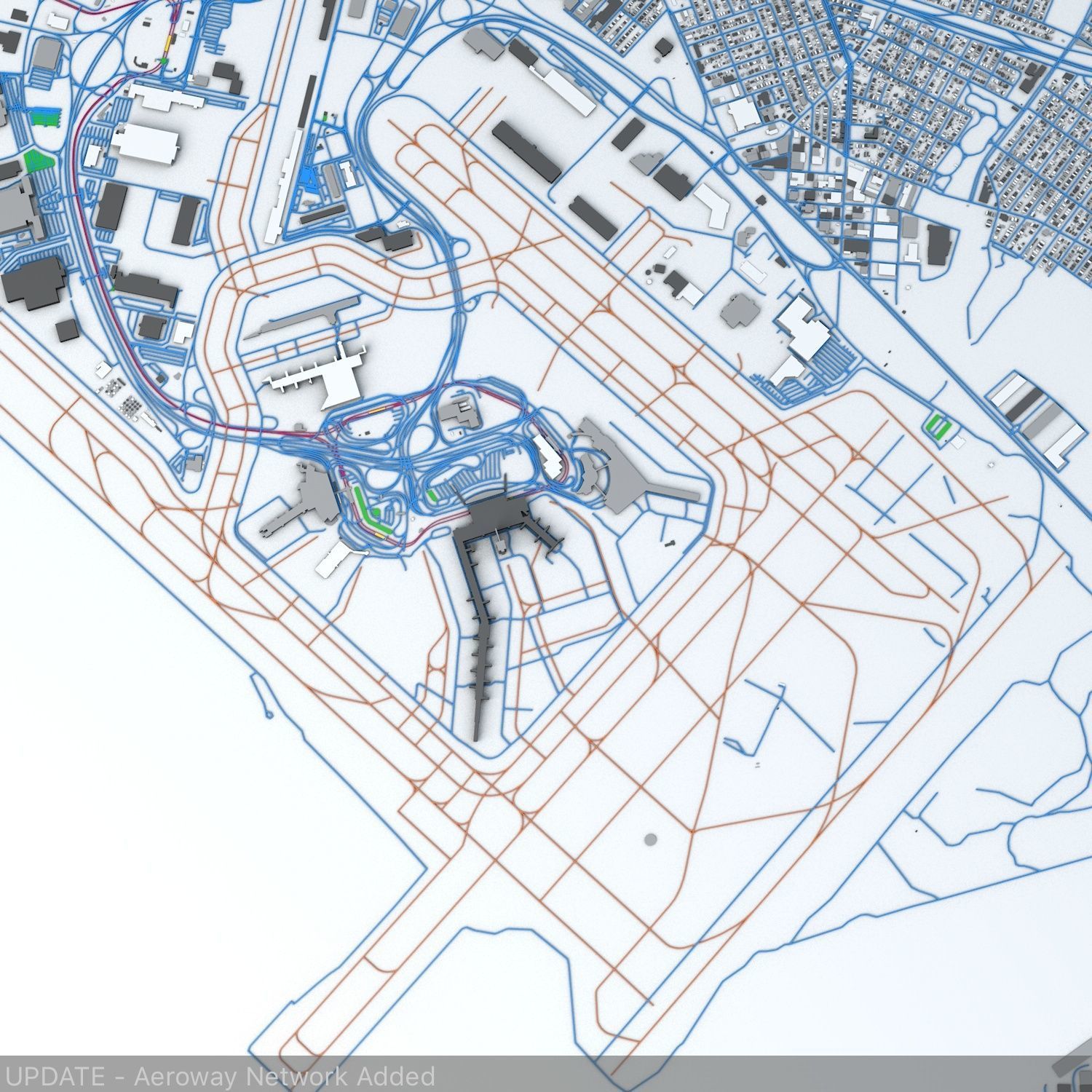 New York JFK Airport Roads Buildings and Public Transport Lines 3D model_3