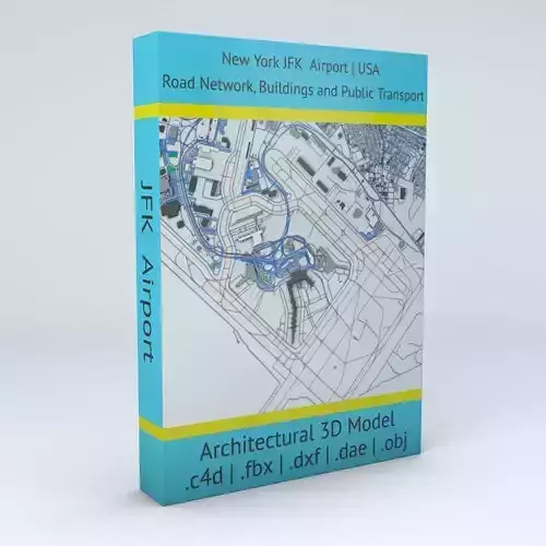 New York JFK Airport Roads Buildings and Public Transport Lines