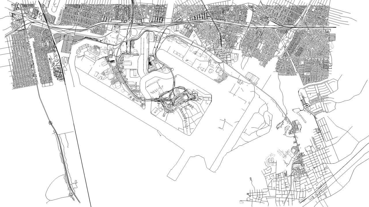 New York JFK Airport Roads Buildings and Public Transport Lines 3D model_14