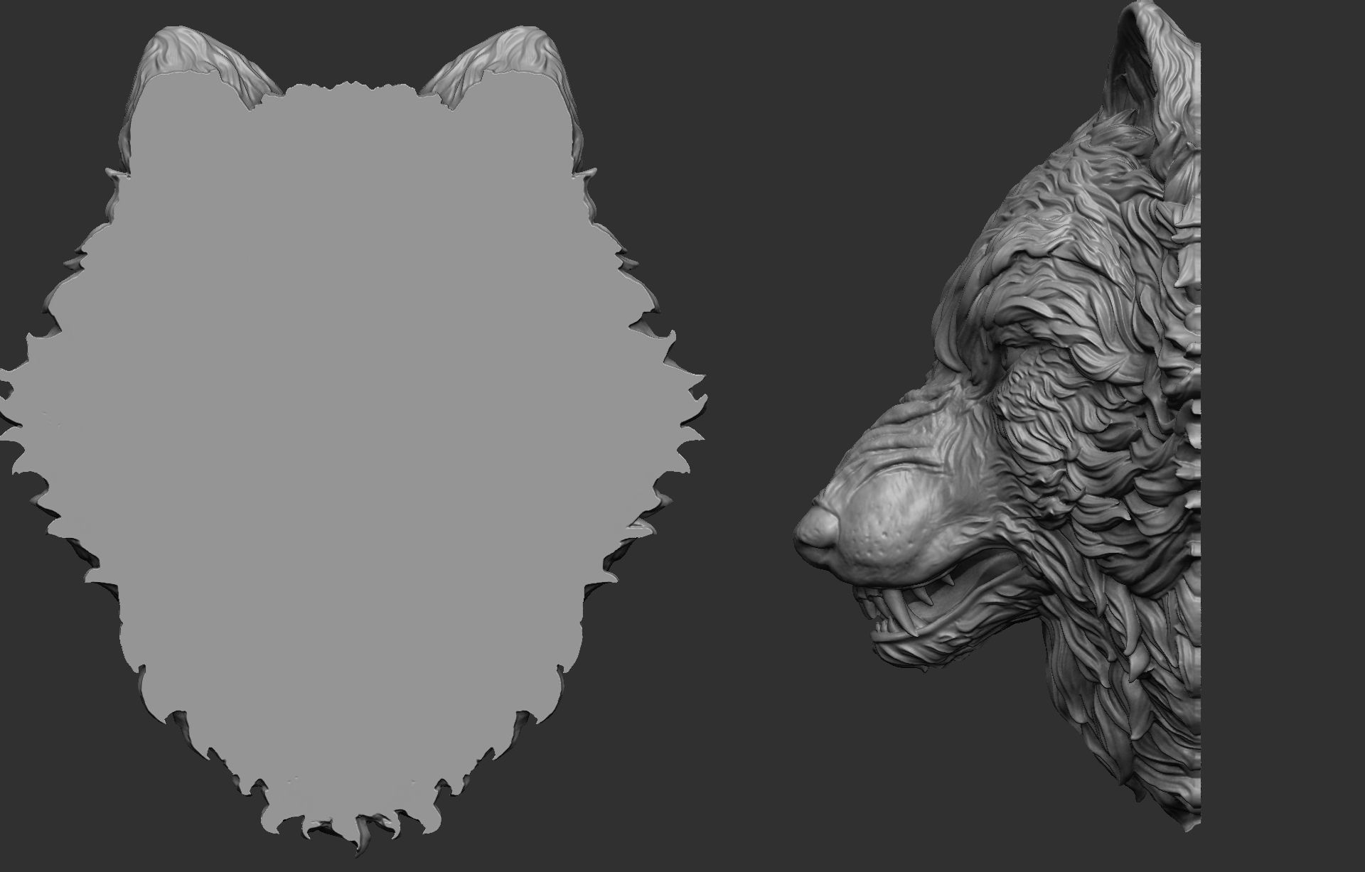 Angry Wolf Pendant  3D print model_3