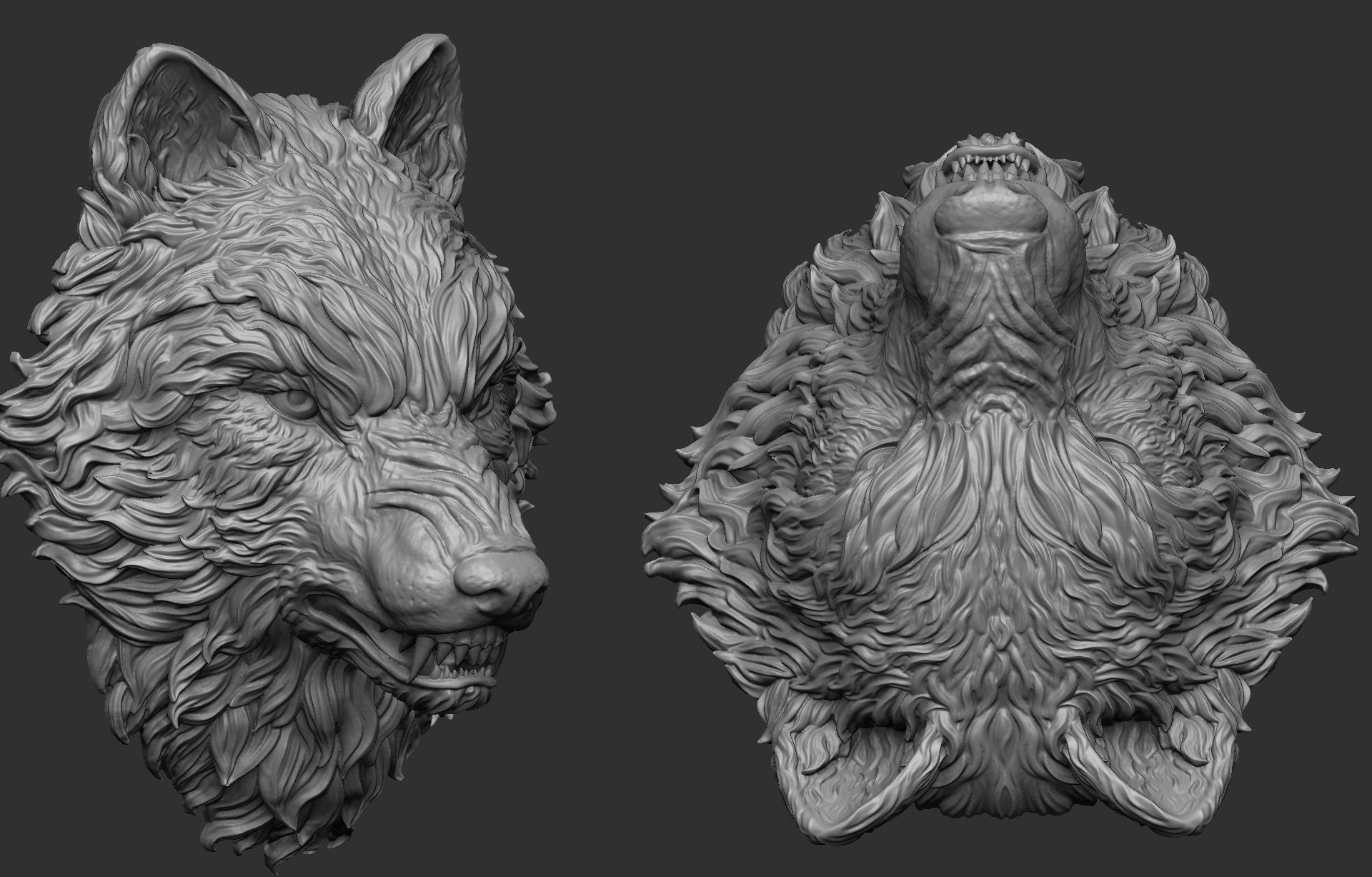 Angry Wolf Pendant  3D print model_1