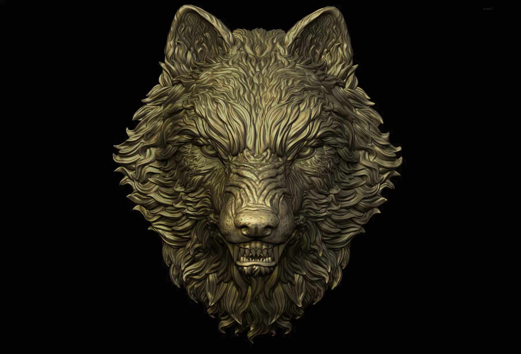 Angry Wolf Pendant  3D print model_0