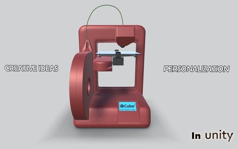 Animated 3D Printer AR VR Unity 3dsmax Low-poly 3D model_6