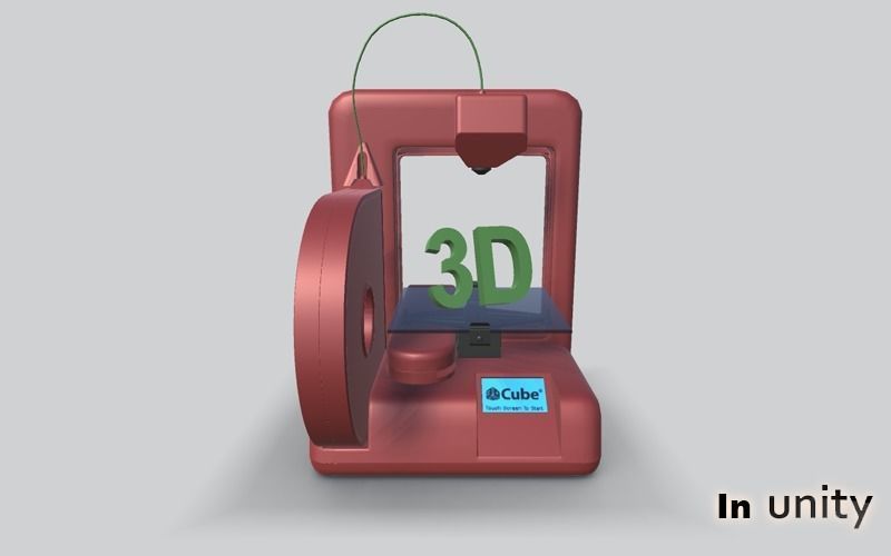 Animated 3D Printer AR VR Unity 3dsmax Low-poly 3D model_3