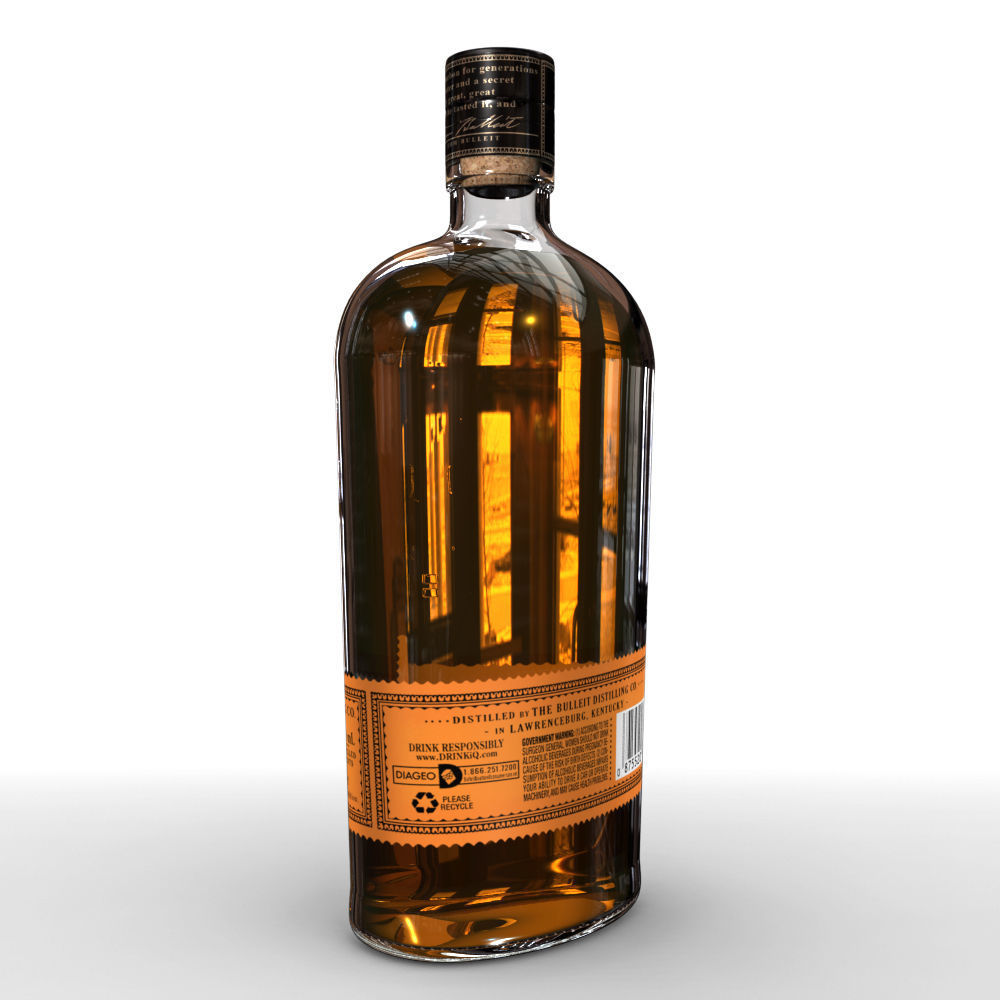 Bulleit Bourbon 75cl Bottle 3D model_4