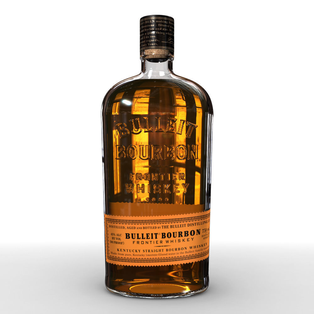 Bulleit Bourbon 75cl Bottle 3D model_1
