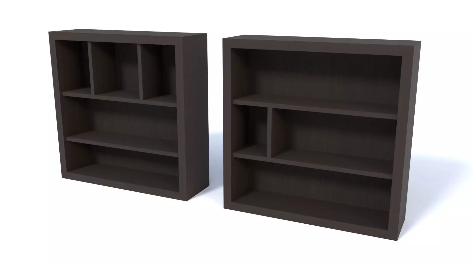 Wooden Bookshelf Set 1 Low-poly 3D model