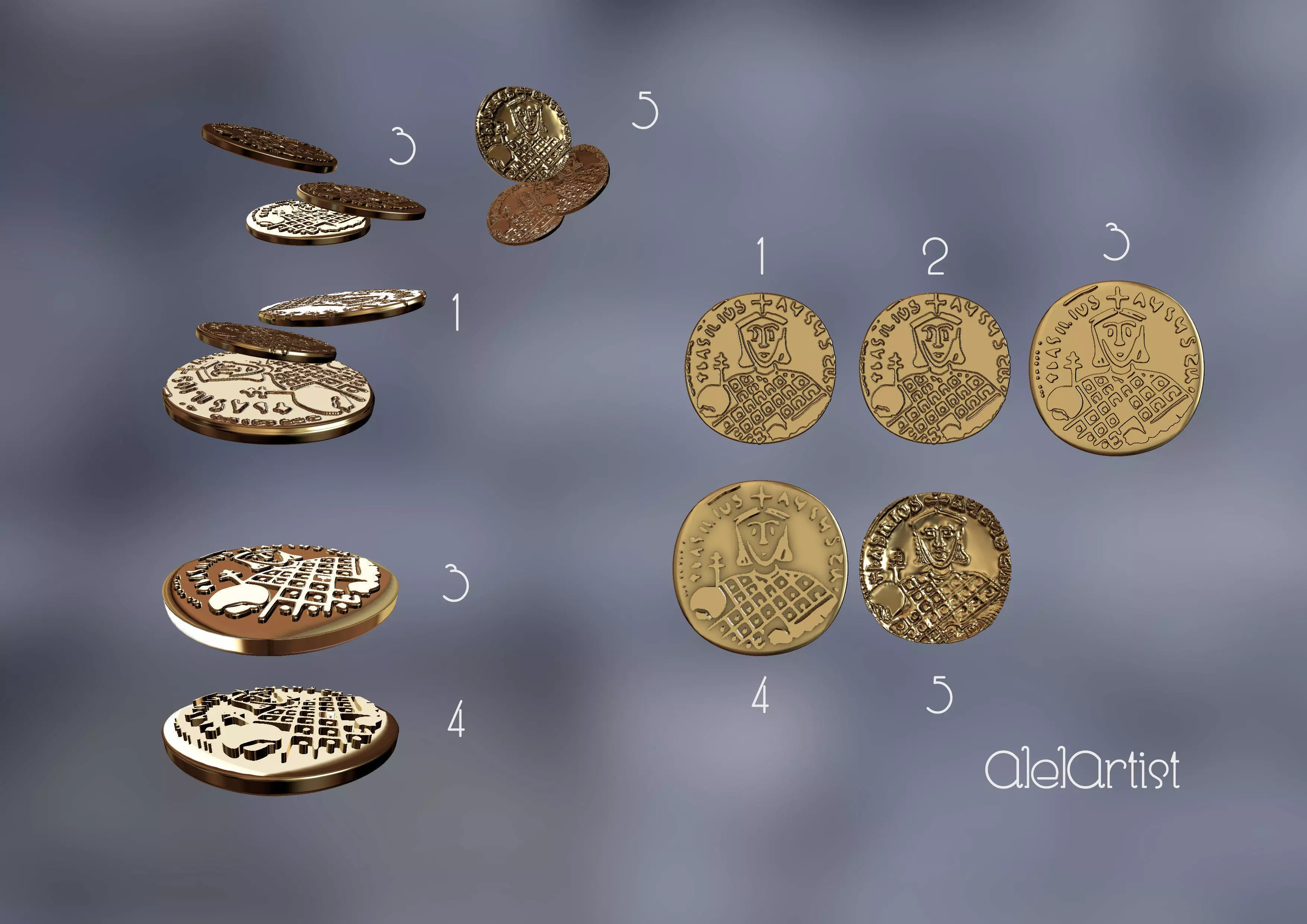 Ancient coins stl 3D model_0