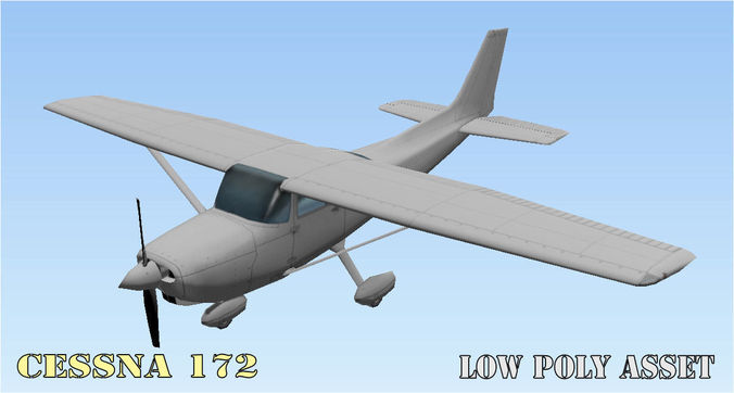 Cessna 172 Low poly game asset Low-poly 3D model