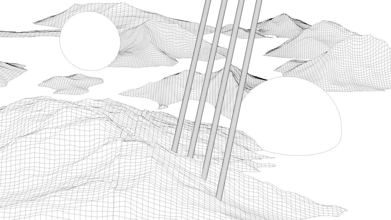 SCI-FI mountains Low-poly 3D model_1