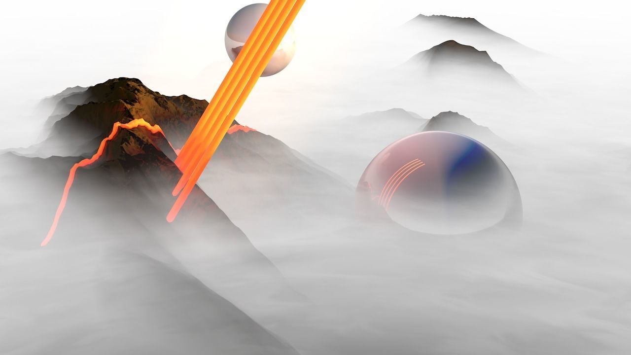 SCI-FI mountains Low-poly 3D model_2