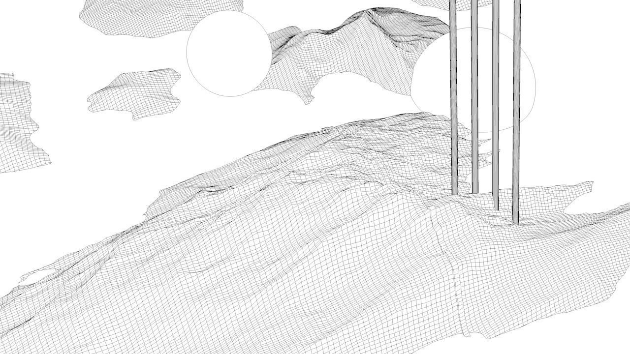 SCI-FI mountains Low-poly 3D model_5