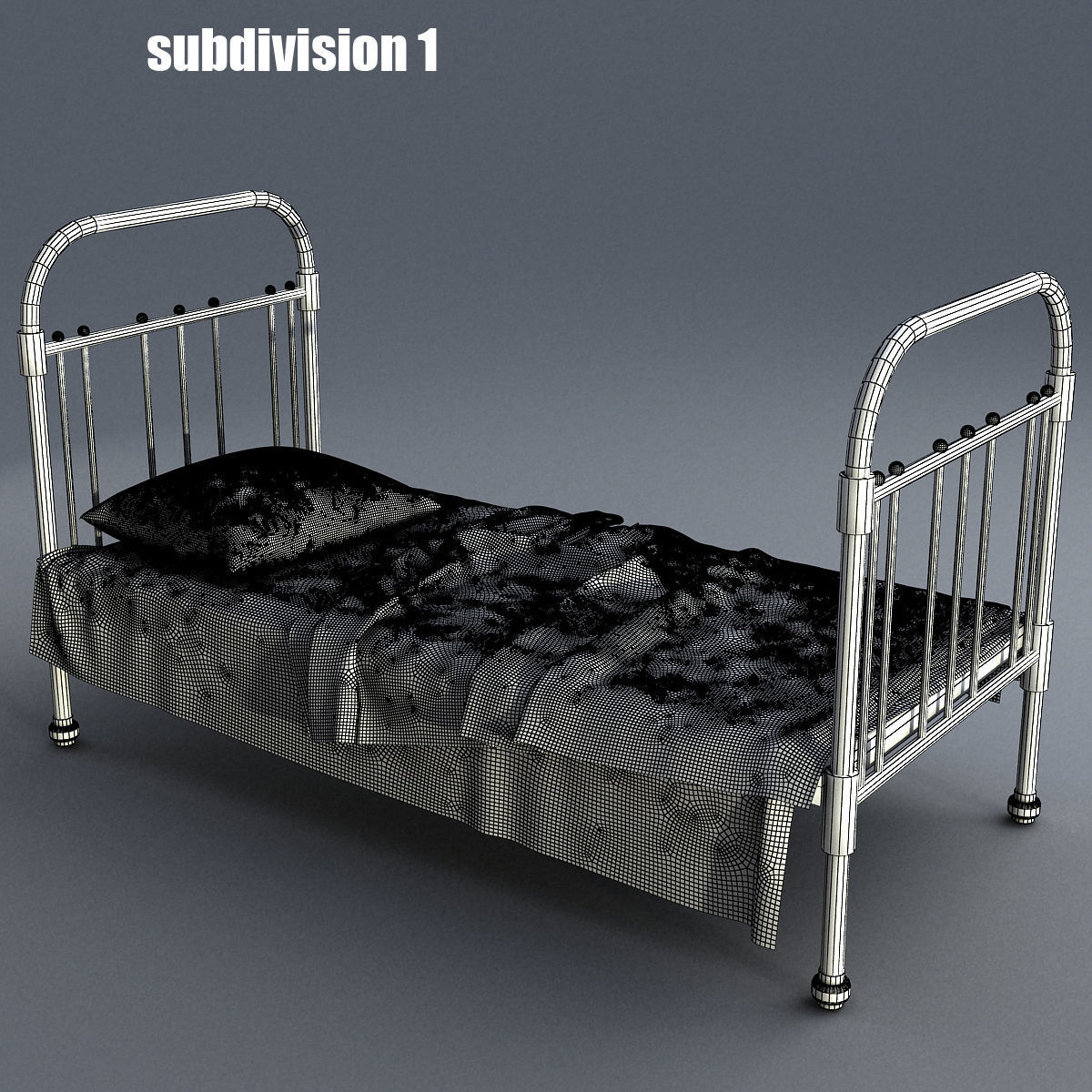 Old bed 3D model_2