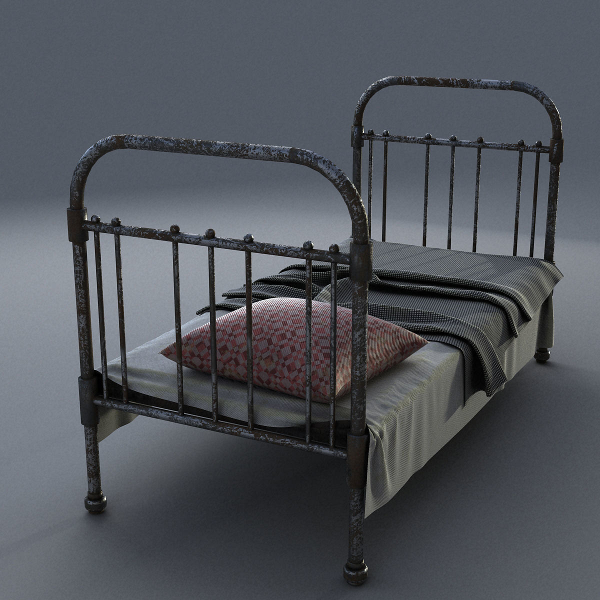 Old bed 3D model_4