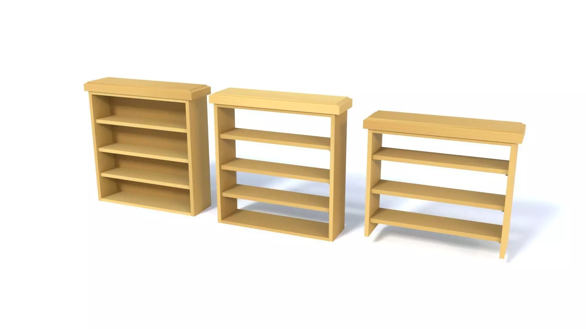 Wooden Bookshelf Set 2 Low-poly 3D model_0