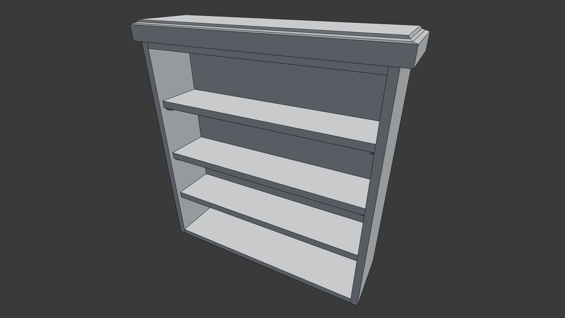 Wooden Bookshelf Set 2 Low-poly 3D model_8