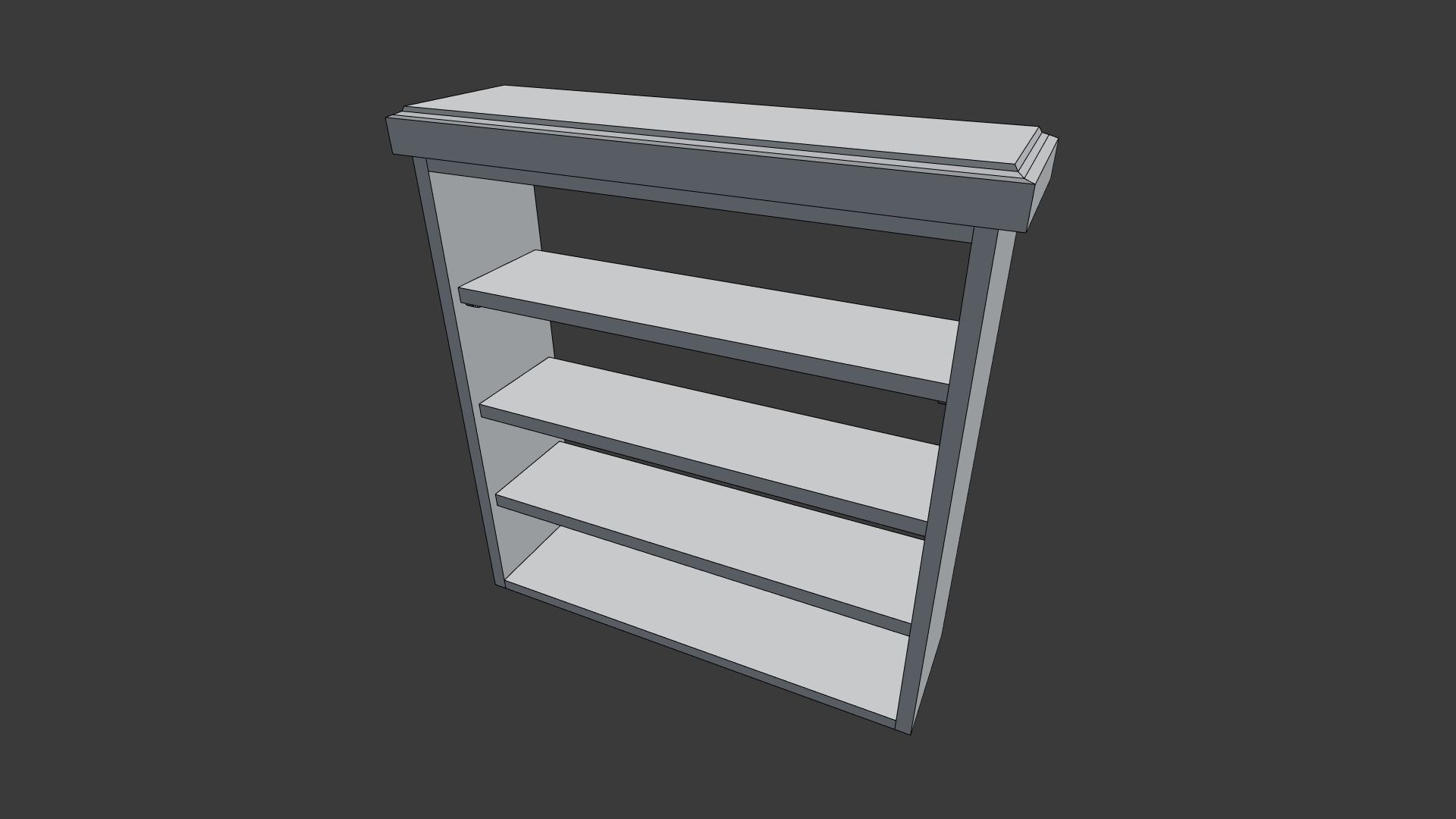 Wooden Bookshelf Set 2 Low-poly 3D model_18