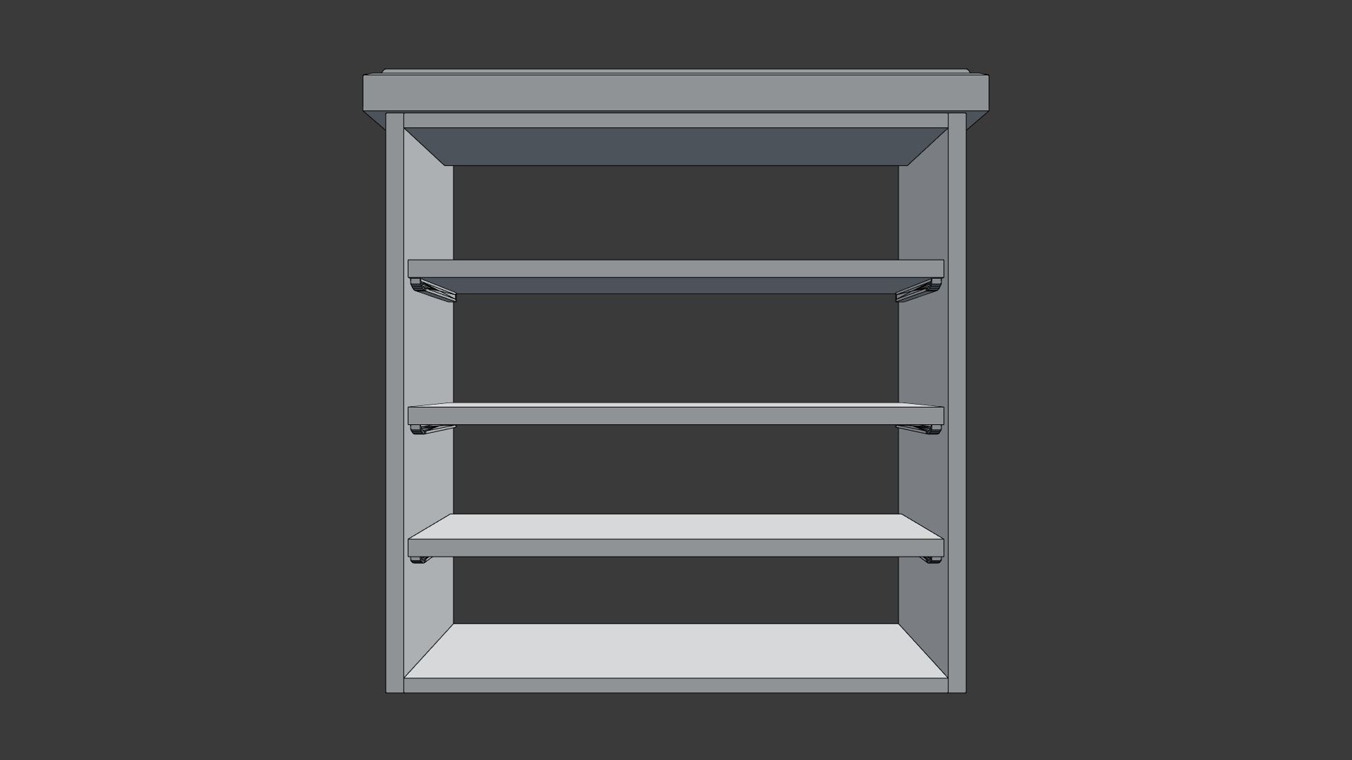 Wooden Bookshelf Set 2 Low-poly 3D model_19