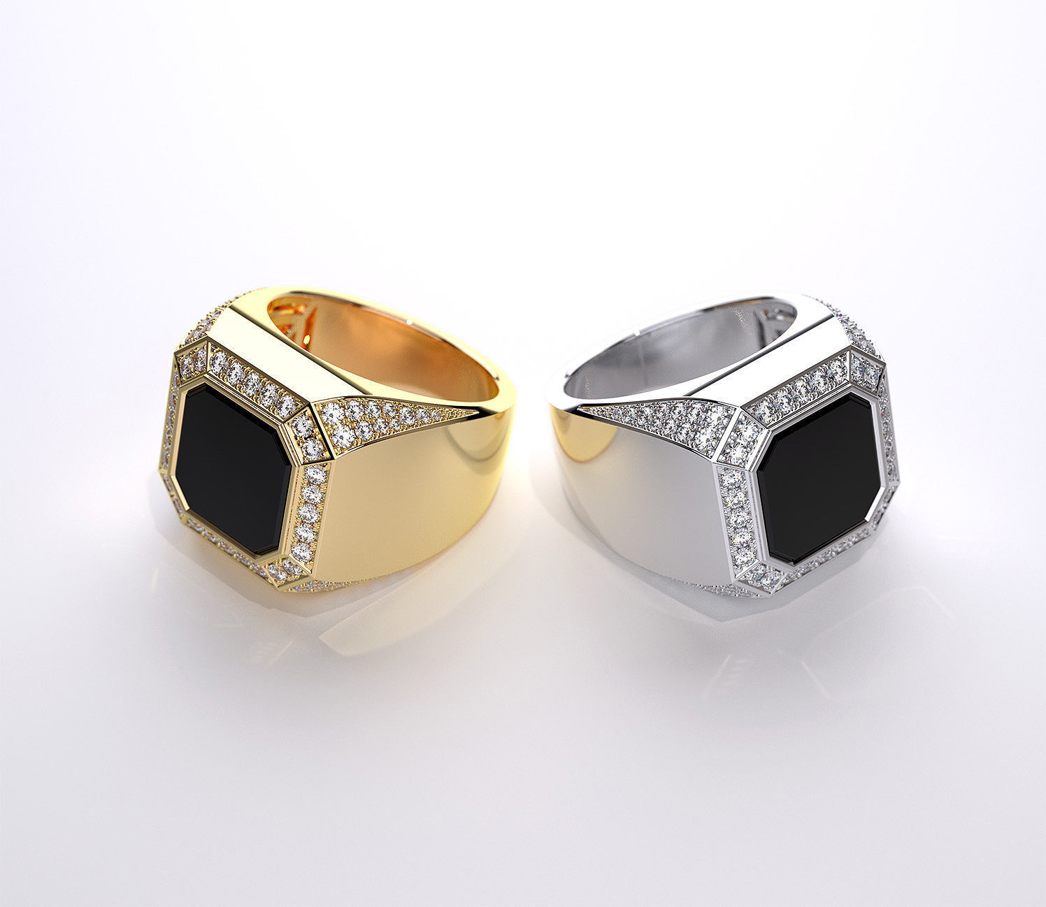 Mens ring with black onyx 020 3D print model_1